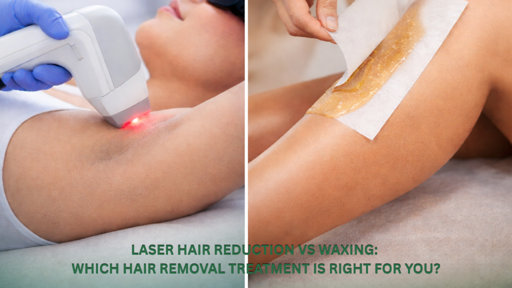 Laser hair reduction vs waxing hair removal treatment comparison image
